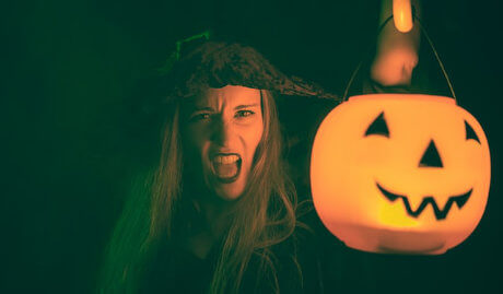 Photo of a woman dressed up as a witch