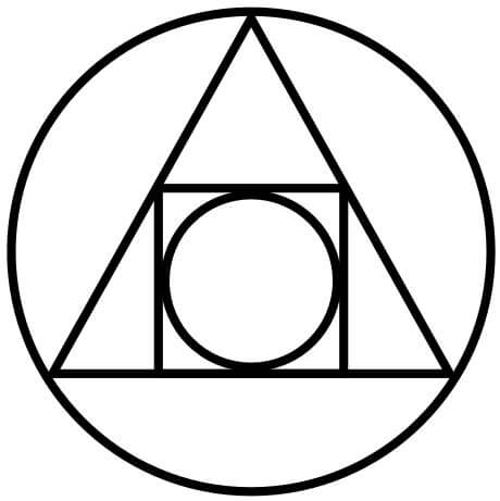 The alchemical symbol for "squaring the circle"