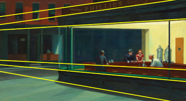Lines showing the strong diagonals in Nighthawks