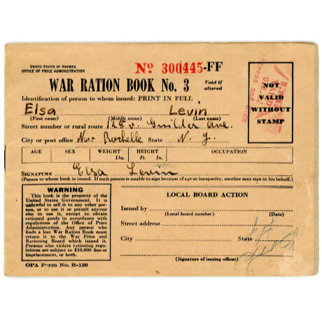The front cover of a ration book