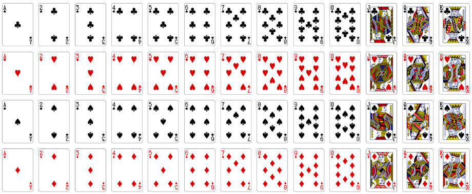 52 playing cards