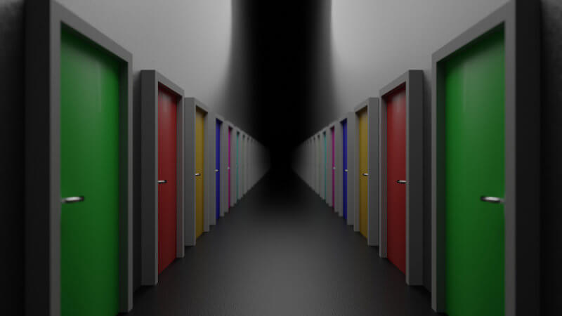 A corridor with an infinite amount of doors