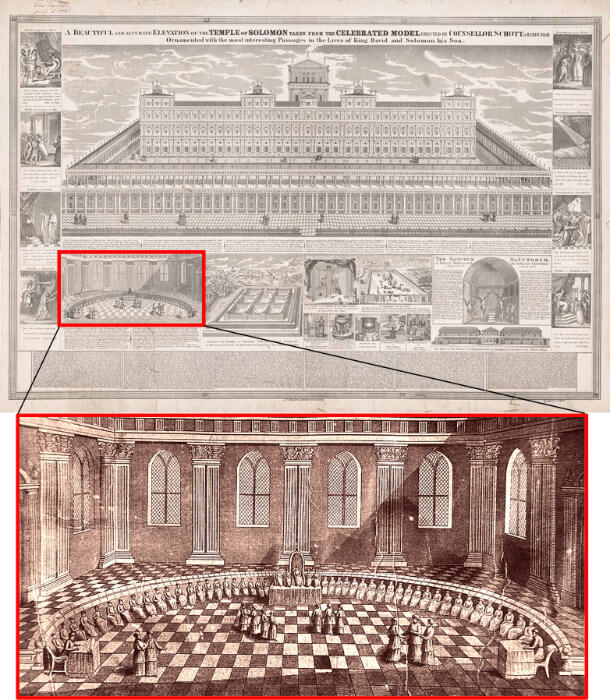 Print of Schott's model of the Temple of Solomon