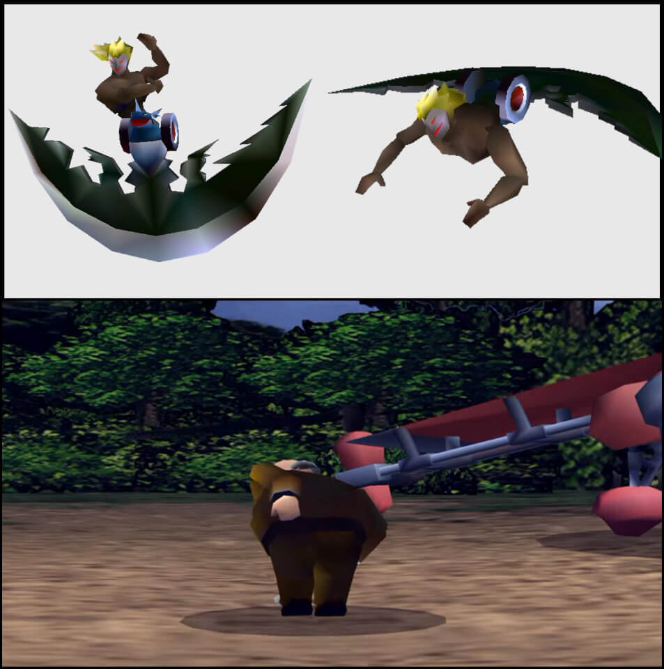Ghirofelgo (top) and Palmer (bottom) were two of the strangest enemies in FFVII